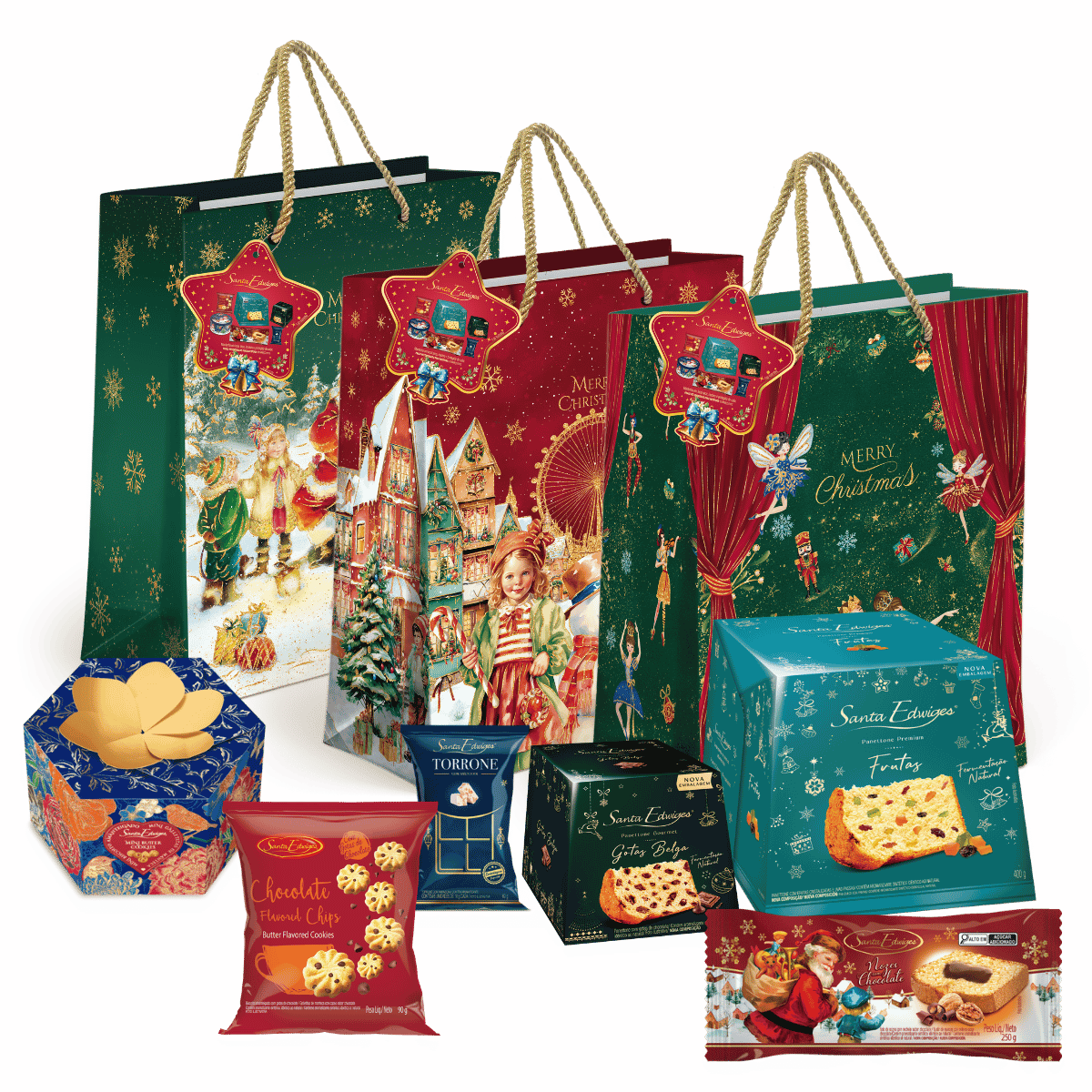 Kit Natalino Sacola Glitter